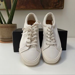 Bundle: White Canvas Sneakers + No Show Socks